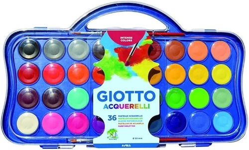 Acuarela Giotto X 36 Colores + 2 Pincel  Caja Plástica