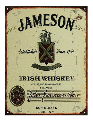 Cartel De Chapa Publicidades Antiguas Whisky Jameson B005