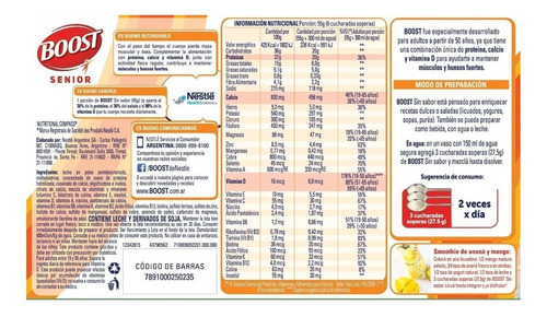 Boost Suplemento Nutricional X370g Sin Sabor Boost