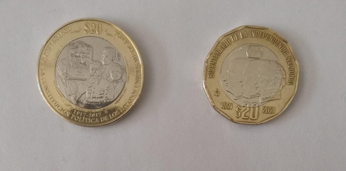 Monedas De 20 Pesos Del Bicentenario Y Centenario De México 