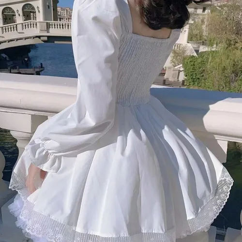 L Vestido Negro De Manga Larga Lolita Goth Aesthetic Puff