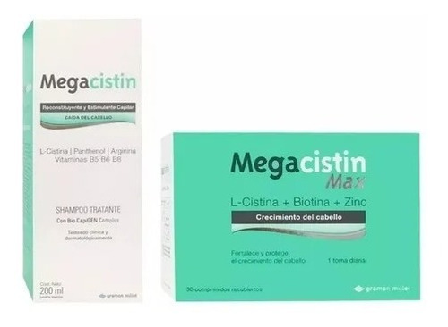 Combo Megacistin Max X 30 Cmp + Megacistin Shampoo Anticaida