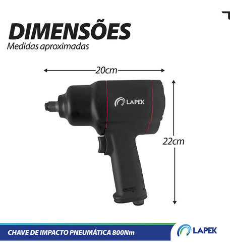 Chave De Impacto Pneumática Parafusadeira 1/2 Pol 81 Kgf Lapek