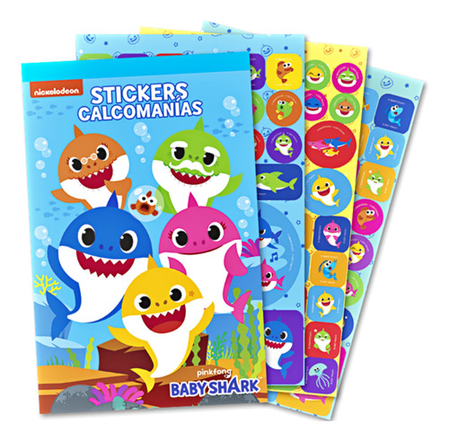 Block De 250 Stickers Baby Shark  Artículo Fiesta Bsk0h1