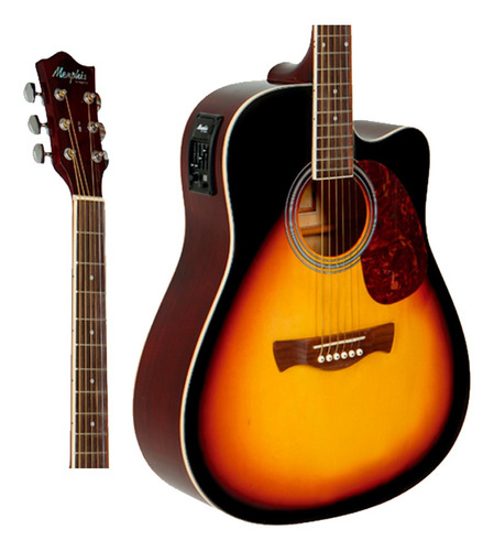 Violao Memphis Md-18 Sb Folk Eletrico Sunburst Brilhante