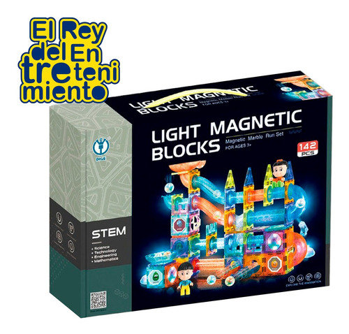 Imagen 3 de 5 de Juego Bloques Magnéticos 142 Pcs Con Luz Construcción El Rey