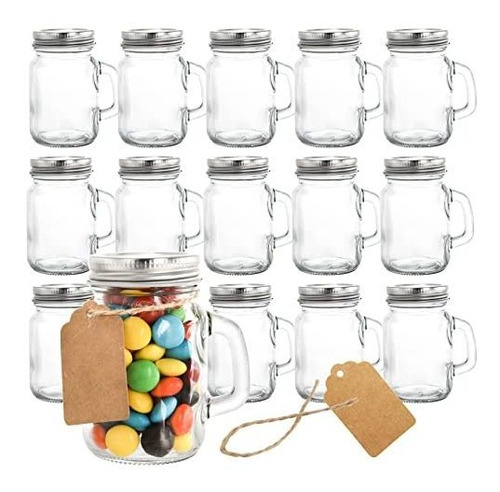 Vasos De Chupito Kingrol Mini Mason Jar Con Tapas, 16 Unidad