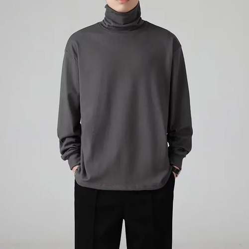 Camiseta De Terciopelo De Manga Larga Con Cuello Alto Para H