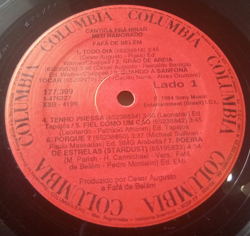Lp Fafá De Belém - Cantiga Prá Ninar Meu Namorado C/ Encarte (Usado)