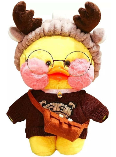 Patito De Peluche Lalafanfan Con Accesorios De Ropa, 30 Cm