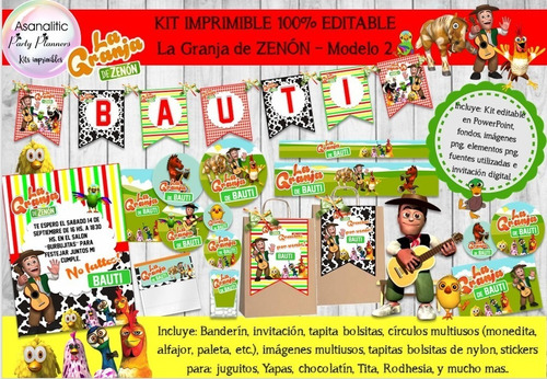 Kit Imprimible Candy Bar La Granja De Zenon 2 100% Editable