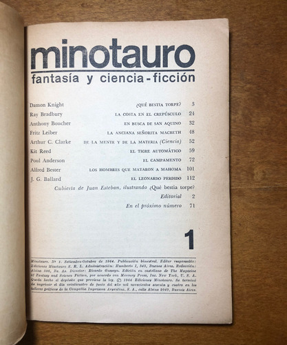 Minotauro Fantasía Y Ciencia Ficción N° 1 Sep - Oct 1964 (Usado)
