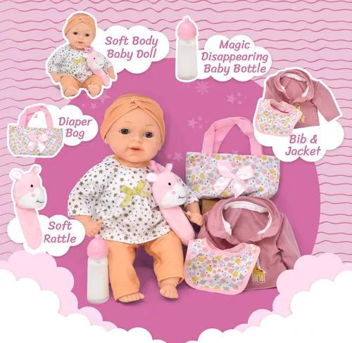 Gift Boutique Muñeca de bebé con accesorios de juguete, botella mágica de  leche que desaparece de 13 pulgadas, muñeca de bebé de cuerpo suave con