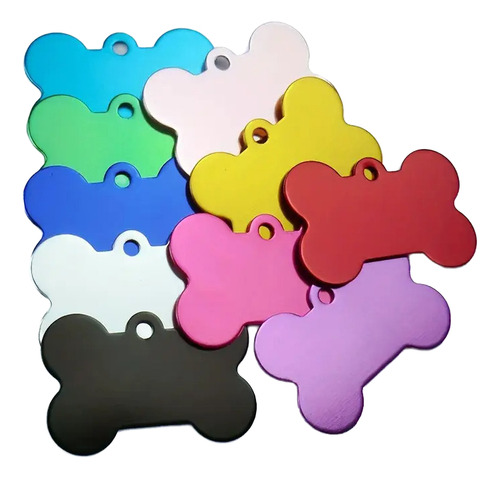 Chapitas Identificación Huesitos Color! Grabado Láser Fucsia Lisa