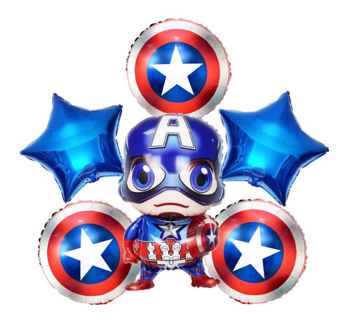 Globos Metalizados Capitan America Por 6 Piezas