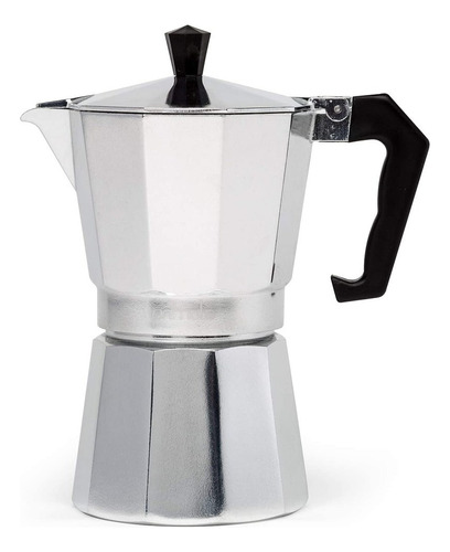 Cafetera Aluminio Italiana Manual Cafe Clasica 6 Pocillos Color Plateado