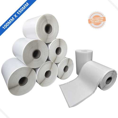 10 Rls Etiqueta 10x15 100x150 Térmica Serrilha Para S Cor Branco