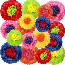 Comprar Pompones De Papel Decoracion De Fiesta Flores Colores 18pz