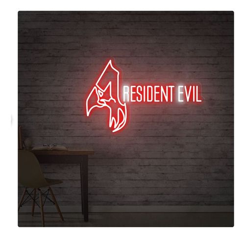 Letrero Led Neon Game Resident Evil Zombi Ancho60cm Luminoso