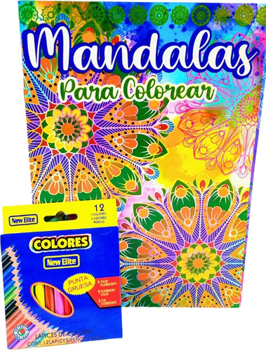 Mandala Para Colorear + Lapices Colores Mandala Antiestres