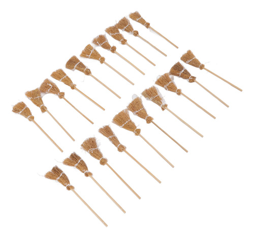 Set De 20 Mini Escobas Decorativas Estilo Bruja Con Cuerda