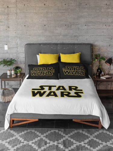 Jogo De Cama Casal Star Wars Yoda Jedi Chewbacca 4 Peças