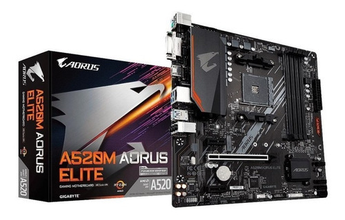 Placa Mãe Gigabyte A520m Aorus Elite Am4/ddr4 4 Slots/hdmi/ Cor Preto