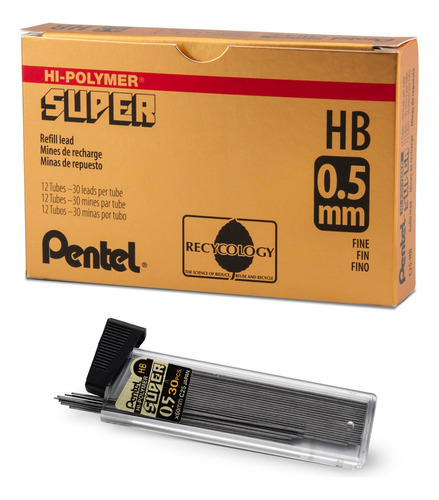 Recambio Plomo 0.5 Mm Fino Hb 360 Piezas Pentel C25-hb