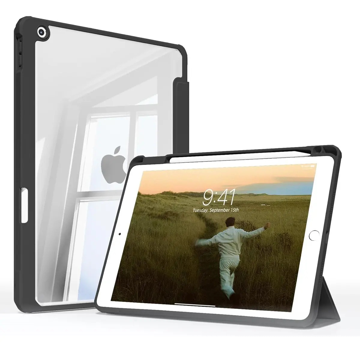 Funda Carcasa Para iPad Linkon 10.2 10.9 12.9 Espacio Lapiz Color 10.2" Negro (Ipad 9th)