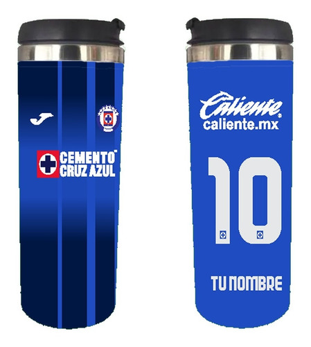 Termo De 500ml Equipos Cruzazul Persoalizado Nombre Y Numero