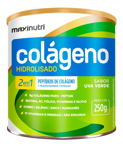 Colágeno Hidrolisado 2 Em 1 Uva Verde Maxinutri 250mg