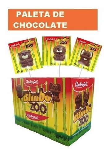 Paletas De Chocolate Bimbo Zoo X 24 Unidades Coyac