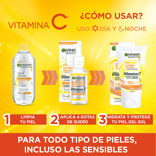 Garnier Skinactive Express Aclara Kit 3 Rutina Vitamina C