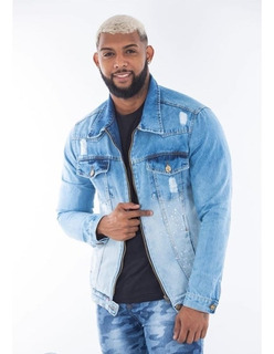 jaqueta jeans masculina com ziper