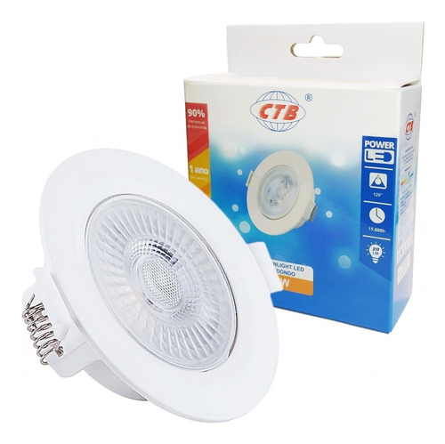 Spot Led 3w Downlight Redondo Branco Frio Embutir Kit 10 Pçs