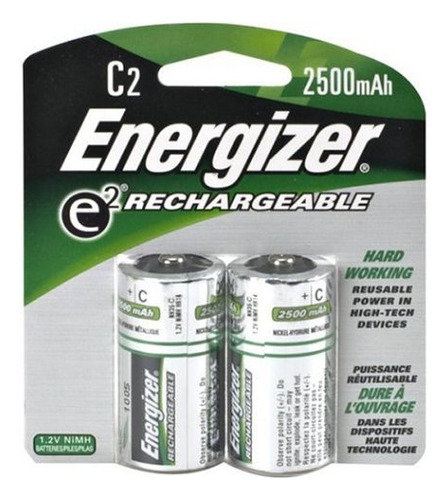 Energizer E2 Recargable, Tamaño C, 2 Unidades (paquete De .