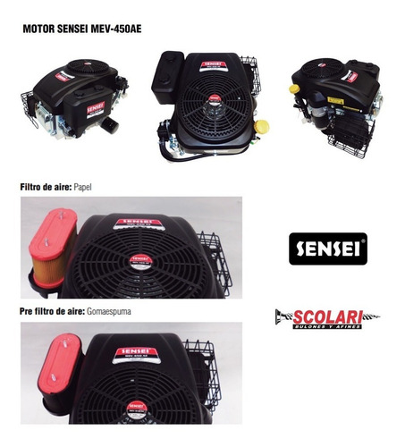 Imagen 3 de 4 de Motor Tractor Cortacespe Eje Vertical Sensei Mev450ae 16.5hp