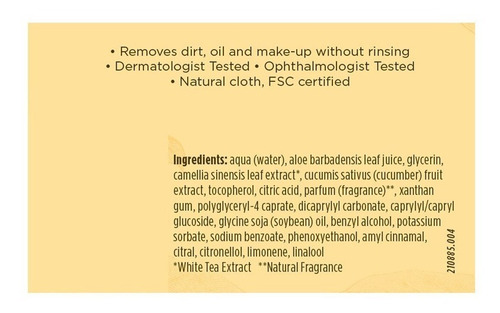 Toallitas Desmaquillantes, Extracto De Té 30 Ud, Burt's Bees