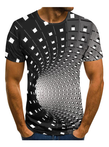 Polera D Para Hombre, Manga Corta, Estampado Abstracto, 3d,