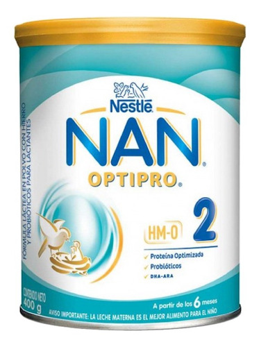 Imagen 1 de 1 de Leche de fórmula  en polvo Nestlé Nan Optipro 2  en lata de 400g - 6  a  12 meses