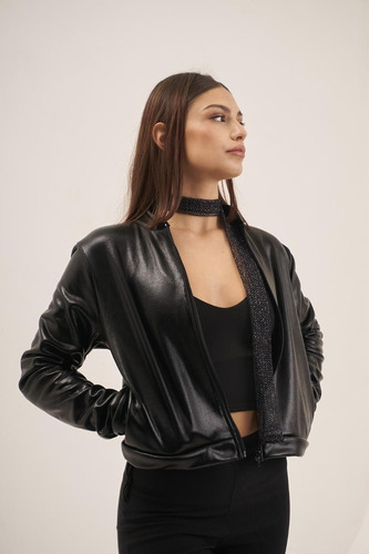 Campera Frizada Metalizada Spencer Mujer Naif