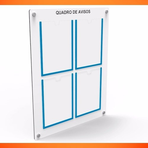 Quadro De Aviso  C/ 4 Displays A4 De Acrilico - Kit 2 Pecas