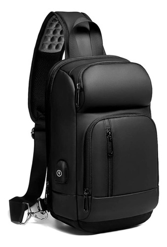 Mochila Bandolera Hombre, Bolsa Cruzada Con Usb, Ligera