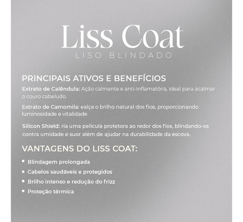 Liss Coat Finalizador Capilar Efeito Liso Blindado Antifrizz