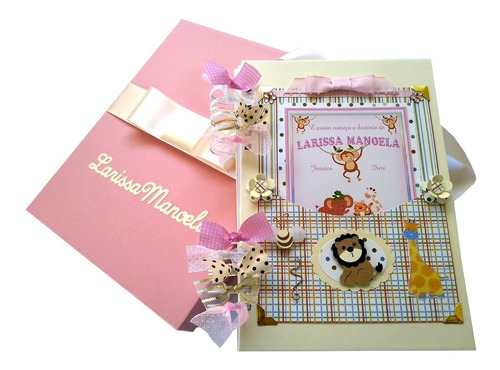 Álbum Safári Livro Diário Bebê Scrapbook Personalizado