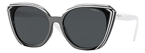Óculos De Sol - Vogue - Vo5448sl W44/87 56 Cor da armação Preto com detalhes em Branco Cor da haste Branco Cor da lente Cinza Desenho Gatinho