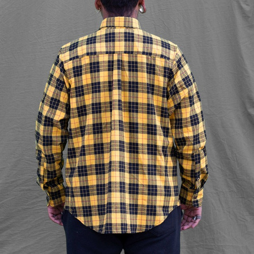 Camisa Xadrez Flanela Manga Longa Amarela