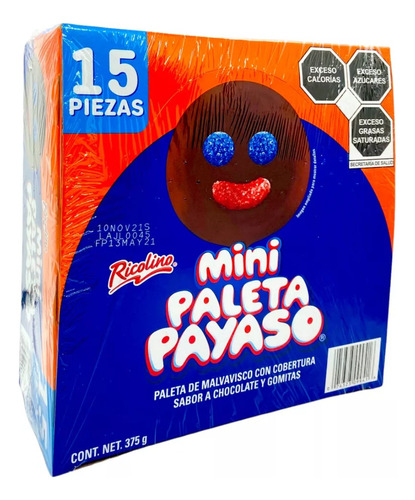Mini Paleta Payaso Ricolino Media Caja Con 15 Pzas 