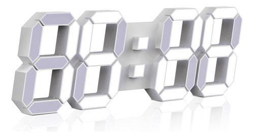 Edup Home - Reloj Despertador De Pared 3d Y Luz Led Blanca C