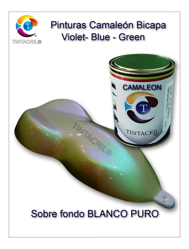 Pintura Camaleón Bicapa X 1/4 Lt.  Violeta - Azul - Verde